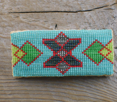 Native American Beaded Barrette - Turquoise Large